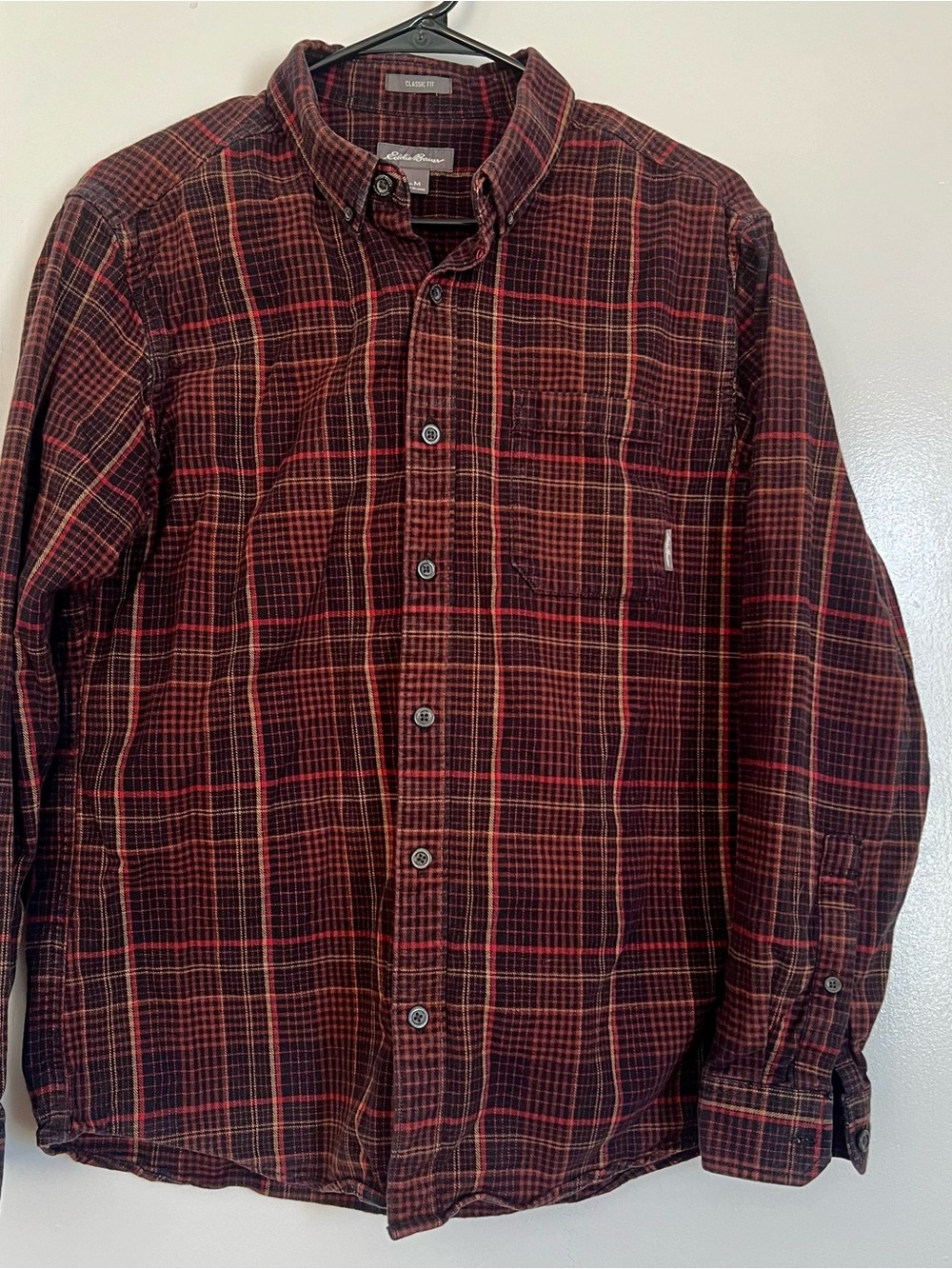 Eddie Bauer Men's Red and Black Plaid Flannel